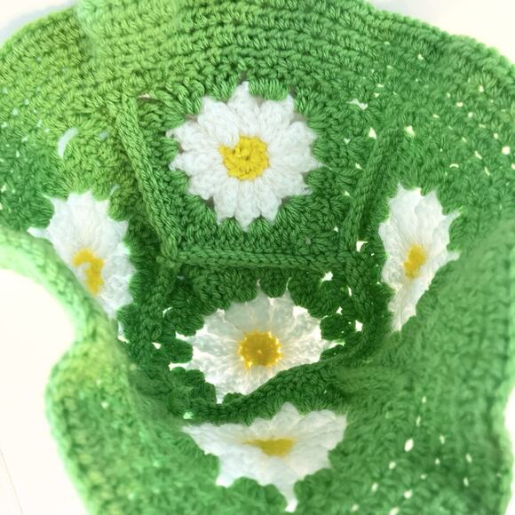 Handmade Crochet Floral Bucket Hat Womens Daisy Cottagecore Hippie 70s 90s Retro - Picture 4 of 5